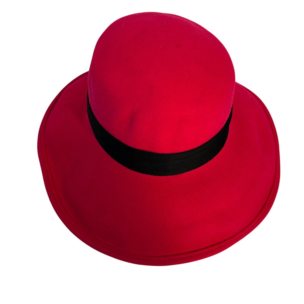 Bollman Hat Company Hot Pink 100% Wool Felt Fedora Hat Wide Brim